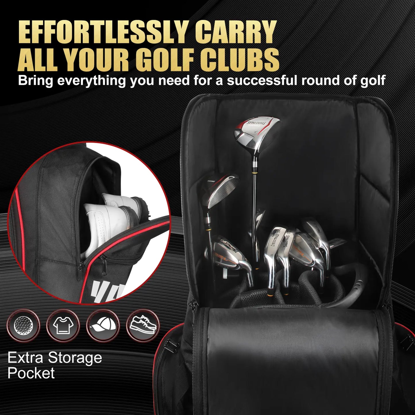 Yamato Golf Travel Bag GTB01 – Padded Rolling Cover for Clubs