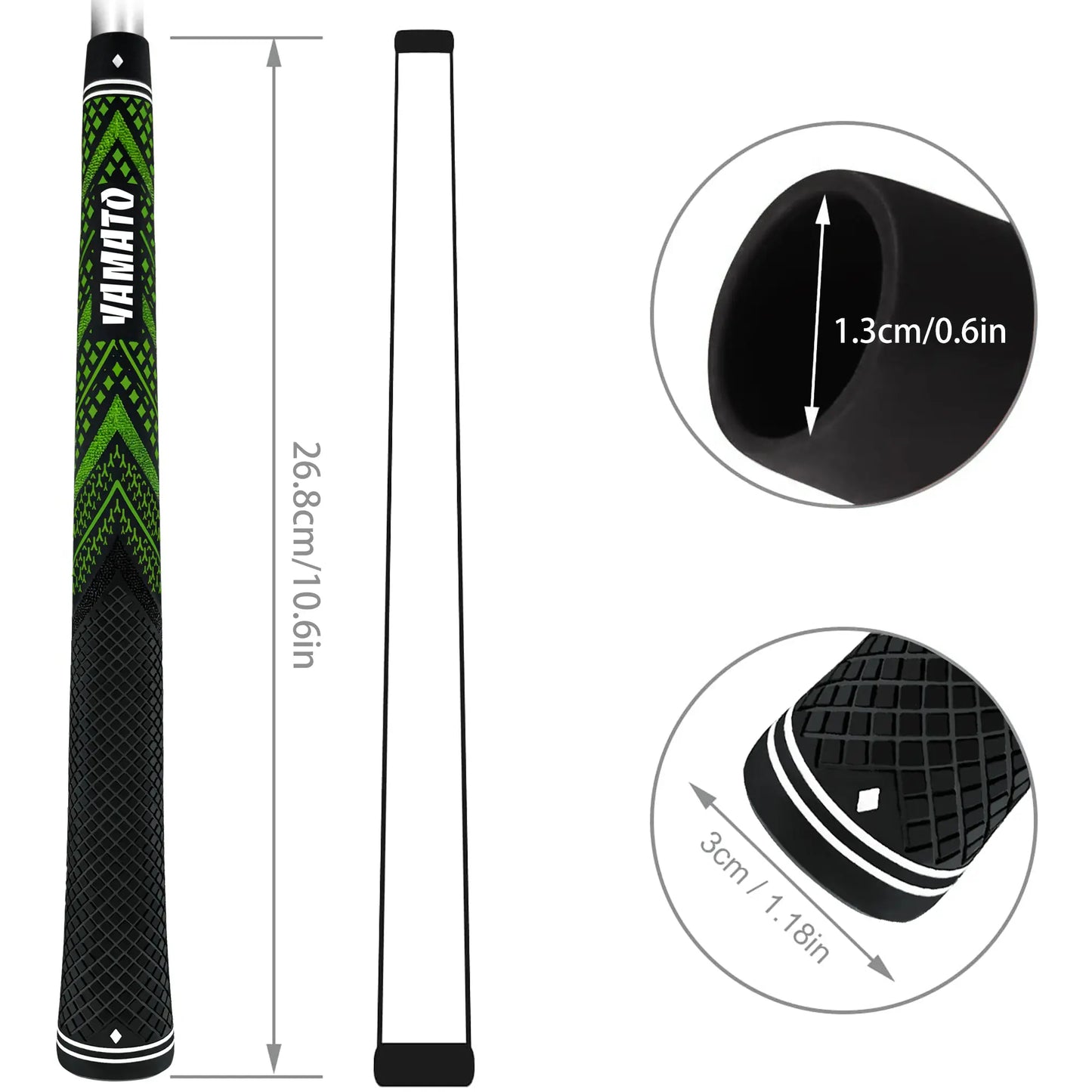 Yamato Green Golf Grips 13-Pack – Non-Slip Midsize/Standard Grips