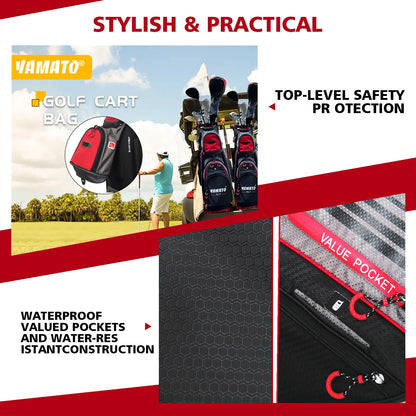 Yamato Golf Cart Bag – 14 Way Lightweight Organizer with Rain Cover