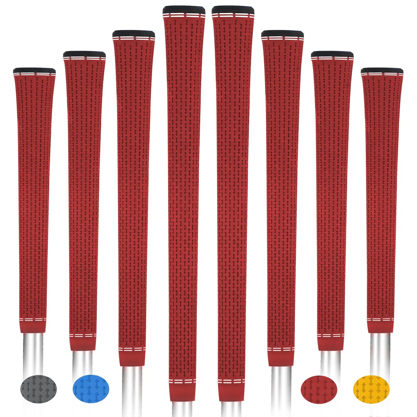 Yamato Single-Color Red Golf Grips 8-Pack – Soft, Non-Slip Grip