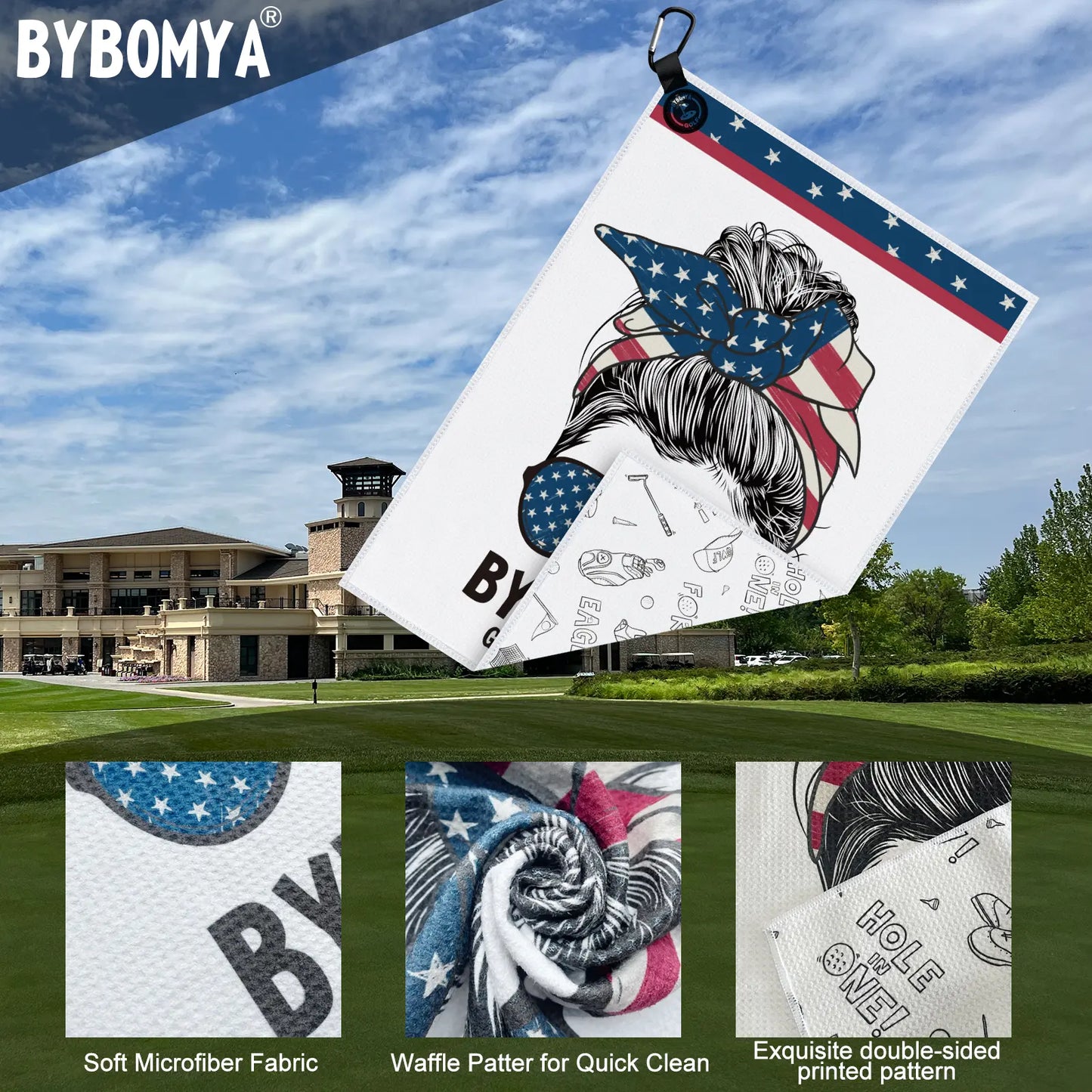 Yamato Magnetic Golf Towel – American Woman Pattern, Quick-Dry, Strong Magnet