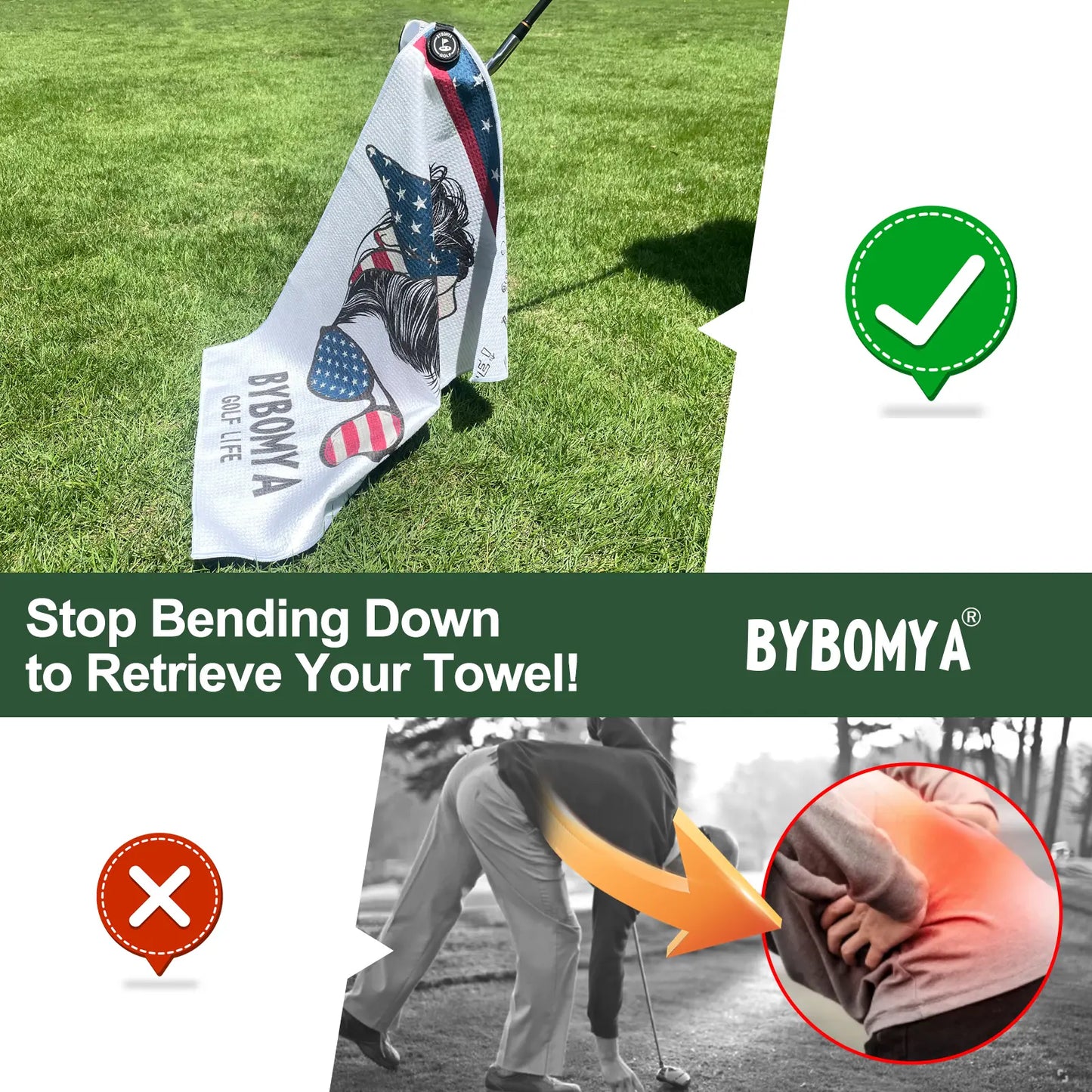 Yamato Magnetic Golf Towel – American Woman Pattern, Quick-Dry, Strong Magnet