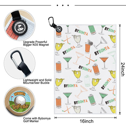Yamato Magnetic Golf Towel – Wine Glass Pattern, Quick-Dry, Strong Magnet