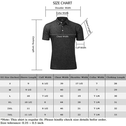 Yamato Men’s Slim-Fit Golf Polo – Black, Lightweight, Moisture-Wicking