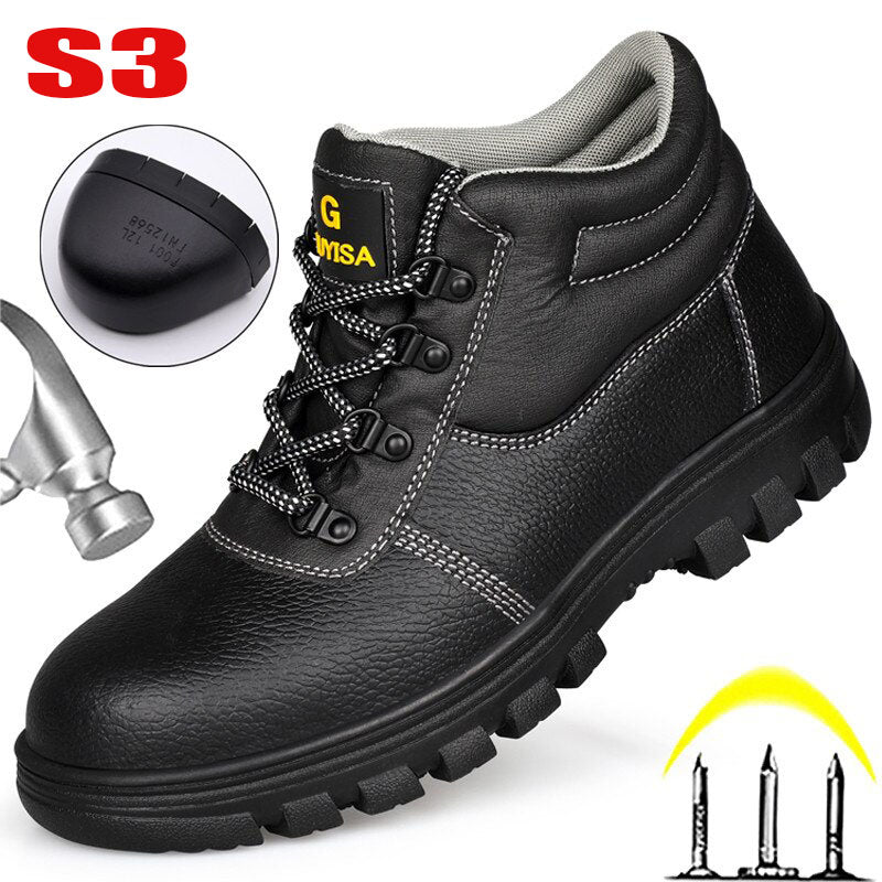 Zapatos de seguridad S3, botas de trabajo impermeables con punta de acero