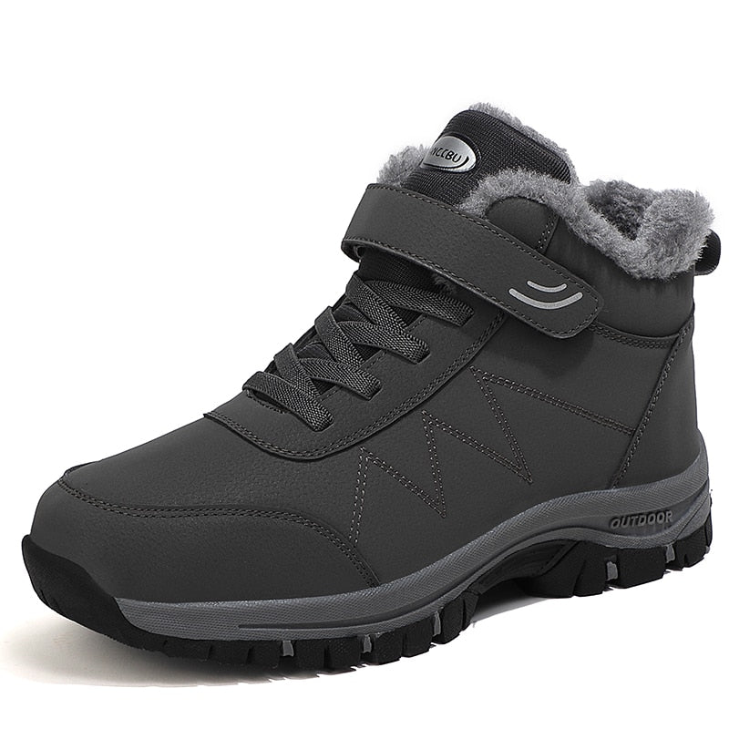 Botas de nieve impermeables para hombre y mujer, botines de cuero