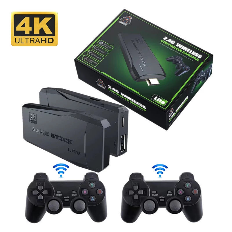 Game Stick 4k con 2 mandos inalambricos y 10.000 JUEGOS