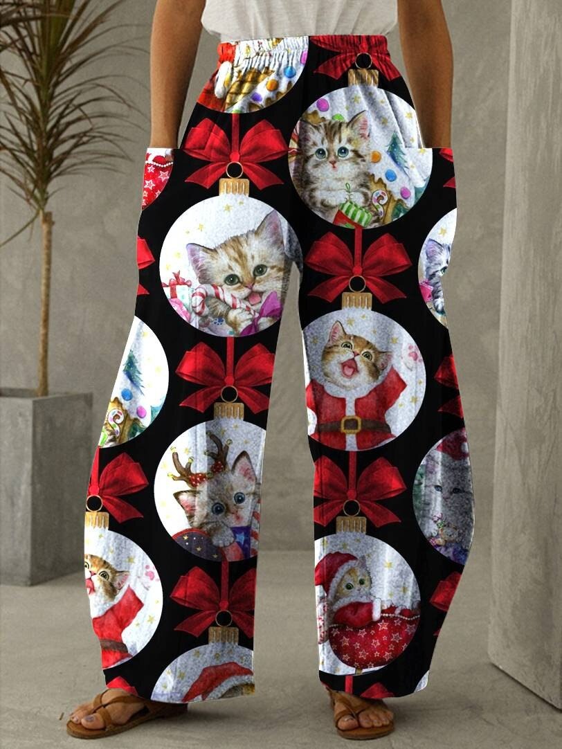 Pantalones navideños elegantes para mujeres