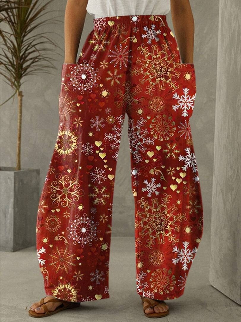 Pantalones navideños elegantes para mujeres