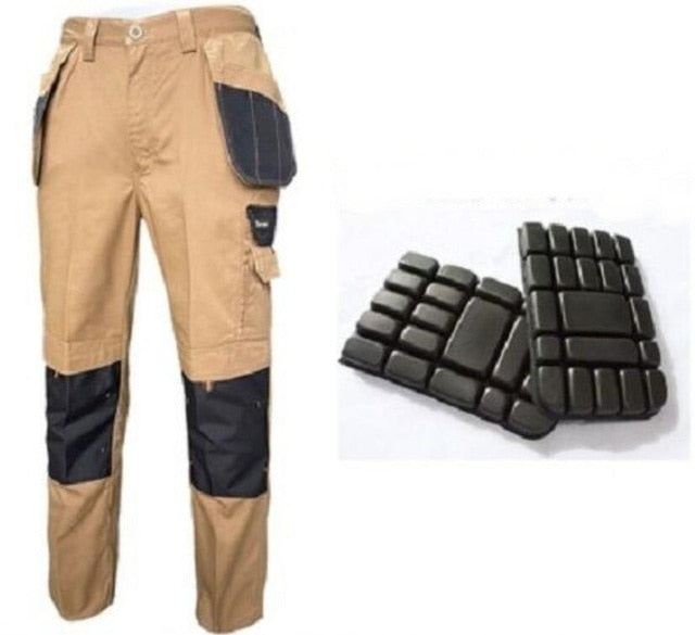 Pantalones cargo con múltiples bolsillos para hombre, resistentes al desgaste, pantalones de trabajador con refuerzo de rodillas