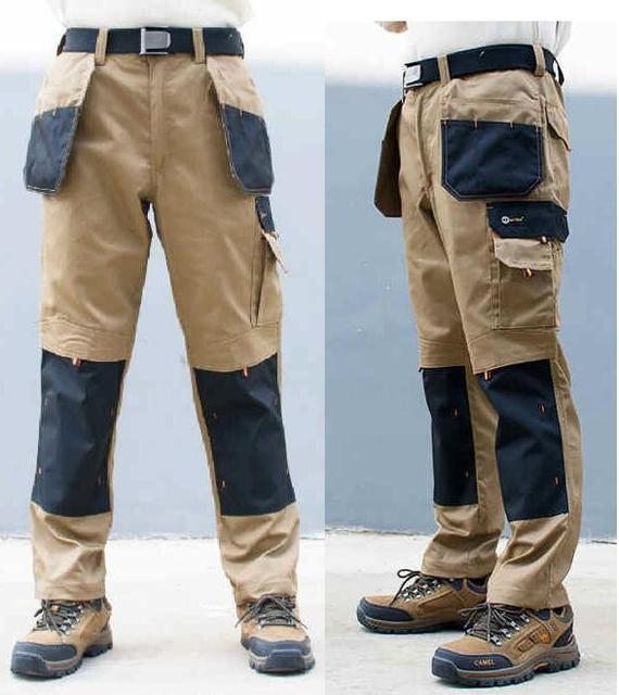 Pantalones cargo con múltiples bolsillos para hombre, resistentes al desgaste, pantalones de trabajador con refuerzo de rodillas