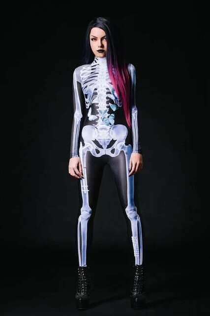 Body con estampado de esqueleto para hombre y mujer, traje de calavera, disfraces Halloween.