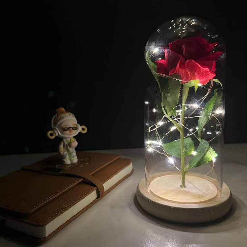 Flor eterna Led Rosa de Hoja de Oro de 24 K