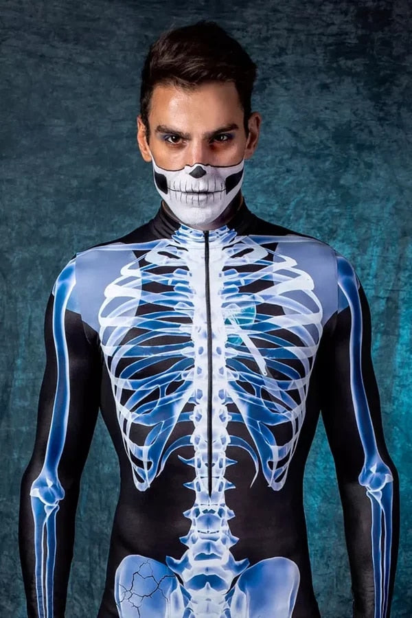 Body con estampado de esqueleto para hombre y mujer, traje de calavera, disfraces Halloween.