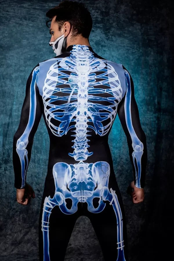 Body con estampado de esqueleto para hombre y mujer, traje de calavera, disfraces Halloween.